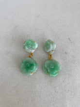 Load image into Gallery viewer, CARVED DOUBLE PEONY DROP EARRINGS

