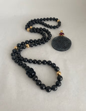 Load image into Gallery viewer, 14K GOLD BLACK GREY  JADE BEADS NECKLACE
