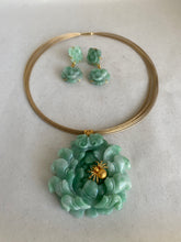 Load image into Gallery viewer, CARVED APPLE GREEN JADE PEONY PENDANT
