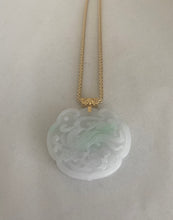 Load image into Gallery viewer, 18K SNOW WHITE JADE PENDANT WITH CARVED PHOENIX AND DRAGON
