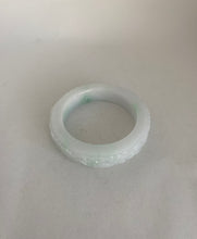 Load image into Gallery viewer, SQUARE SHAPE CARVED SNOW WHITE JADEITE JADE BANGLE
