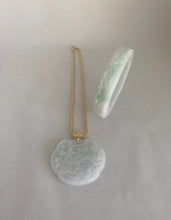 Load image into Gallery viewer, 18K SNOW WHITE JADE PENDANT WITH CARVED PHOENIX AND DRAGON
