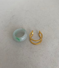 Load image into Gallery viewer, 18 KARAT GOLD TWO IN ONE WIDE JADE BAND

