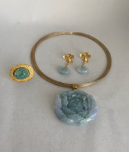 Load image into Gallery viewer, 18K CARVED BLUE  JADEITE JADE  PEONY EARRINGS
