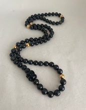 Load image into Gallery viewer, 14K GOLD BLACK GREY  JADE BEADS NECKLACE
