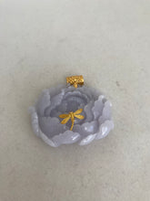 Load image into Gallery viewer, CARVED LIGHT LAVENDER PEONY JADEITE JADE PENDANT

