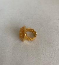 Load image into Gallery viewer, 18 KARAT GOLD CARVED BUTTERSCOTCH RING
