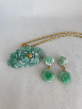 Load image into Gallery viewer, 18K CARVED APPLE GREEN JADE PEONY PENDANT
