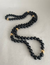 Load image into Gallery viewer, 14K GOLD BLACK GREY  JADE BEADS NECKLACE
