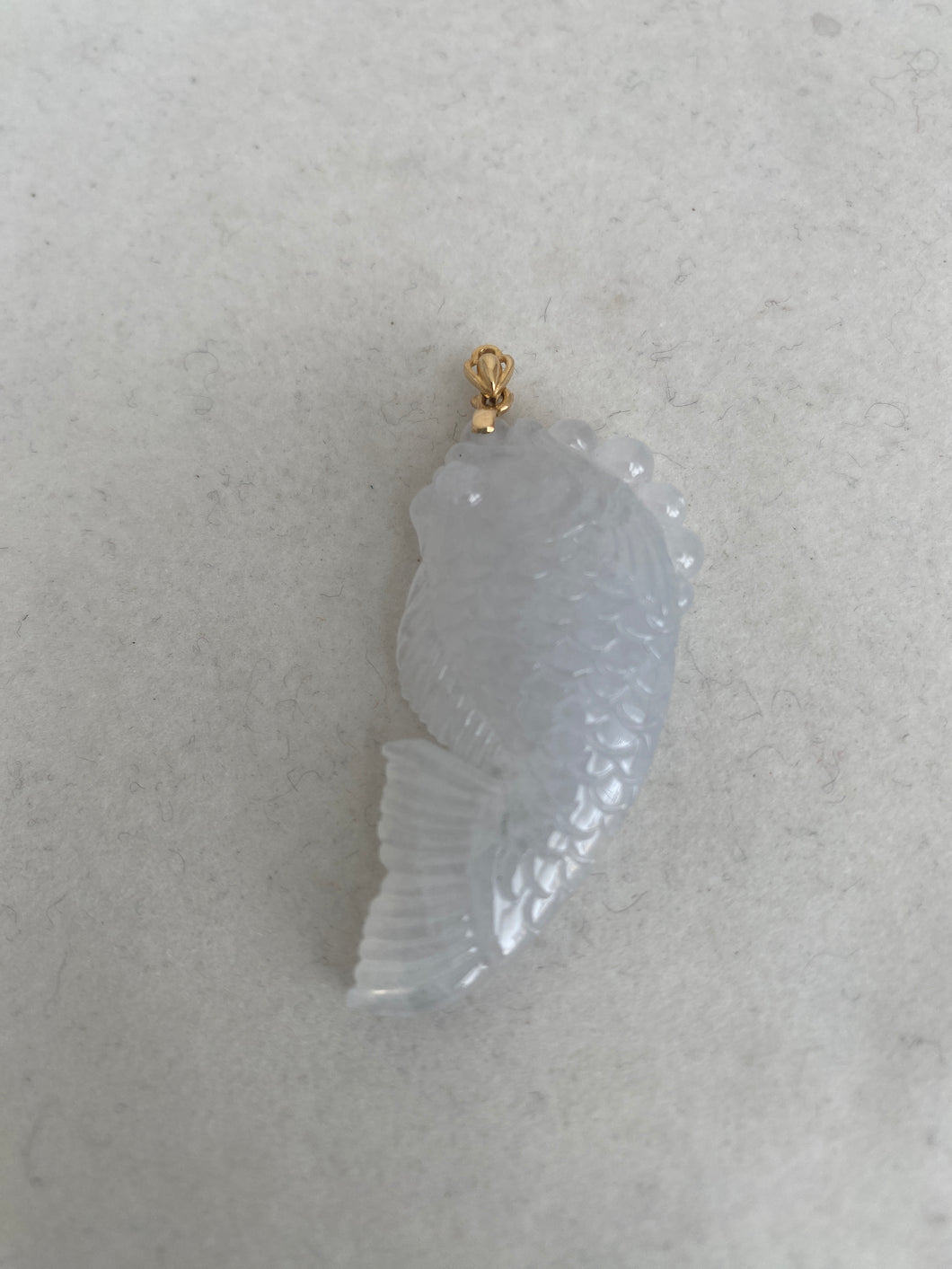 CARVED ICY WHITE JADEITE JADE PENDANT