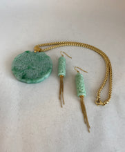 Load image into Gallery viewer, 18K CARVED JADE CYLINDER EARRINGS
