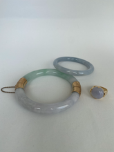 Load image into Gallery viewer, 14K GOLD HINGED JADE BANGLE BRACELET
