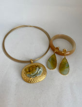 Load image into Gallery viewer, 18K MULTI COLOR CARVED JADE LONG DROP EARRINGS
