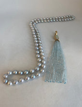 Load image into Gallery viewer, BLUE AKOYA PEARL ROPE NECKLACE WITH REMOVABLE TASSEL ENHANCER
