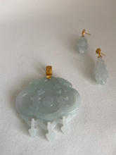 Load image into Gallery viewer, 18K TRANSLUCENT ICE JADE CARVED PENDANT WITH VERY LIGHT GREEN
