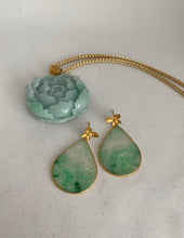 Load image into Gallery viewer, 18K CARVED APPLE GREEN JADE EARRINGS
