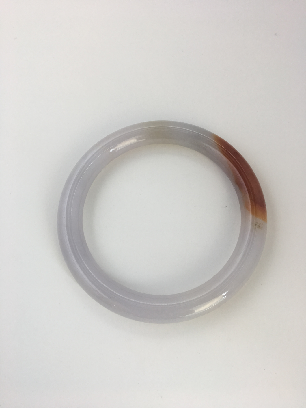 ICY JADE BANGLE WITH MOTTLED RED