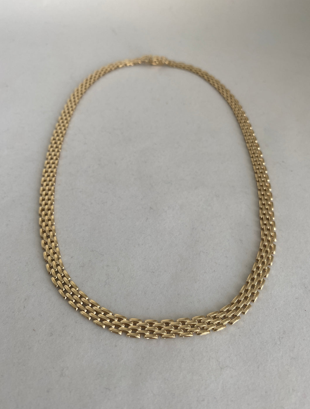 14KT PANTHER 5 ROW NECKLACE, 6.3MM. 17.5