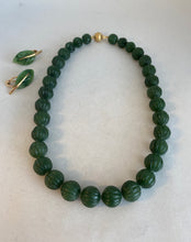 Load image into Gallery viewer, CARVED NEPHRITE GREEN BEADS NECKLACE
