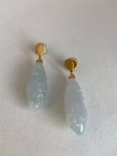 Load image into Gallery viewer, 18K CARVED TRANSLUCENT ICE JADE EARRINGS
