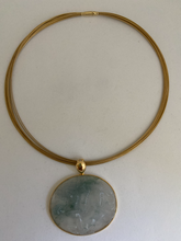 Load image into Gallery viewer, 18K GOLD TRANSLUCENT CARVED JADE PENDANT
