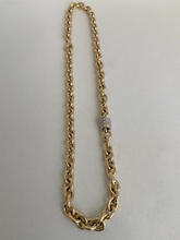 Load image into Gallery viewer, 18&quot; 14KT YELLOW GOLD OVAL LINKS WITH DIAMONDS NECKLACE, DIAMONDS .54CT. ITALIAN MADE.
