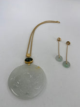 Load image into Gallery viewer, CARVED ICE JADE WITH GREEN TOURMALINE PENDANT
