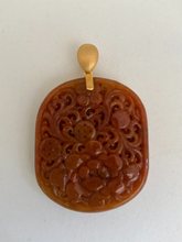 Load image into Gallery viewer, 18K CARVED DEEP RED JADE PENDANT
