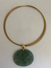 Load image into Gallery viewer, 18K TRANSLUCENT WATERY GREEN CARVE JADE PENDANT
