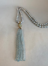 Load image into Gallery viewer, BLUE AKOYA PEARL ROPE NECKLACE WITH REMOVABLE TASSEL ENHANCER
