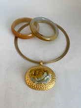 Load image into Gallery viewer, 18K CARVED YELLOW JADE PEONY MEDALLION PENDANT
