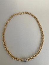 Load image into Gallery viewer, 18&quot; 14KT YELLOW GOLD OVAL LINKS WITH DIAMONDS NECKLACE, DIAMONDS .54CT. ITALIAN MADE.
