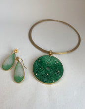 Load image into Gallery viewer, 18K CARVED JADE EARRINGS WITH BRIGHT GREEN
