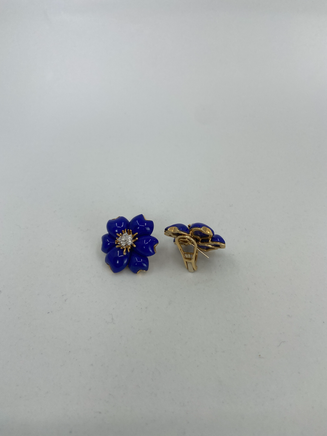 18K BLUE LAPIS & DIAMONDS EARRINGS