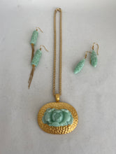 Load image into Gallery viewer, 18K CARVED PEONY JADE MEDALLION PENDANT
