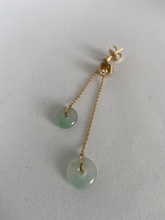 Load image into Gallery viewer, 18K LONG ICY OCEAN GREEN &quot;PI&quot; JADEITE JADE WITH DIAMOND DROP EARRINGS
