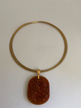 Load image into Gallery viewer, 18K CARVED DEEP RED JADE PENDANT
