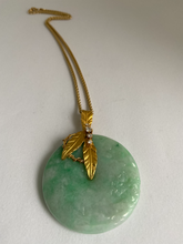 Load image into Gallery viewer, 18K GOLD CARVED GREEN JADE WITH DIAMONDS PENDANT
