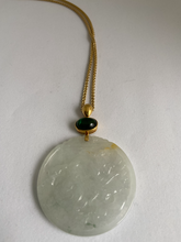 Load image into Gallery viewer, CARVED ICE JADE WITH GREEN TOURMALINE PENDANT
