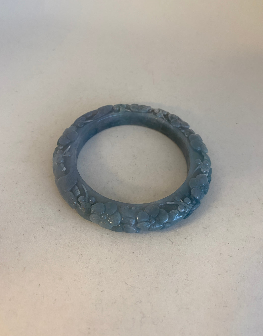 CARVED BLUE JADEITE JADE BANGLE