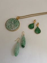Load image into Gallery viewer, 18K CARVED DOUBLE DRAGON GREEN JADE PENDANT
