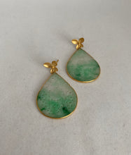 Load image into Gallery viewer, 18K CARVED APPLE GREEN JADE EARRINGS
