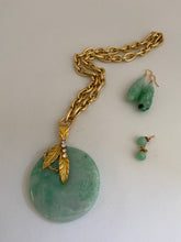 Load image into Gallery viewer, 18K GOLD CARVED GREEN JADE WITH DIAMONDS PENDANT
