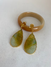 Load image into Gallery viewer, 18K MULTI COLOR CARVED JADE LONG DROP EARRINGS
