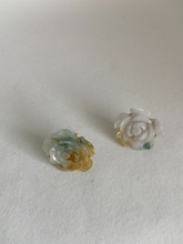 Load image into Gallery viewer, 18K CARVED PEONY JADEITE JADE EARRINGS
