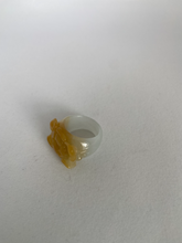 Load image into Gallery viewer, TRANSLUCENT CARVED YELLOW JADE RING
