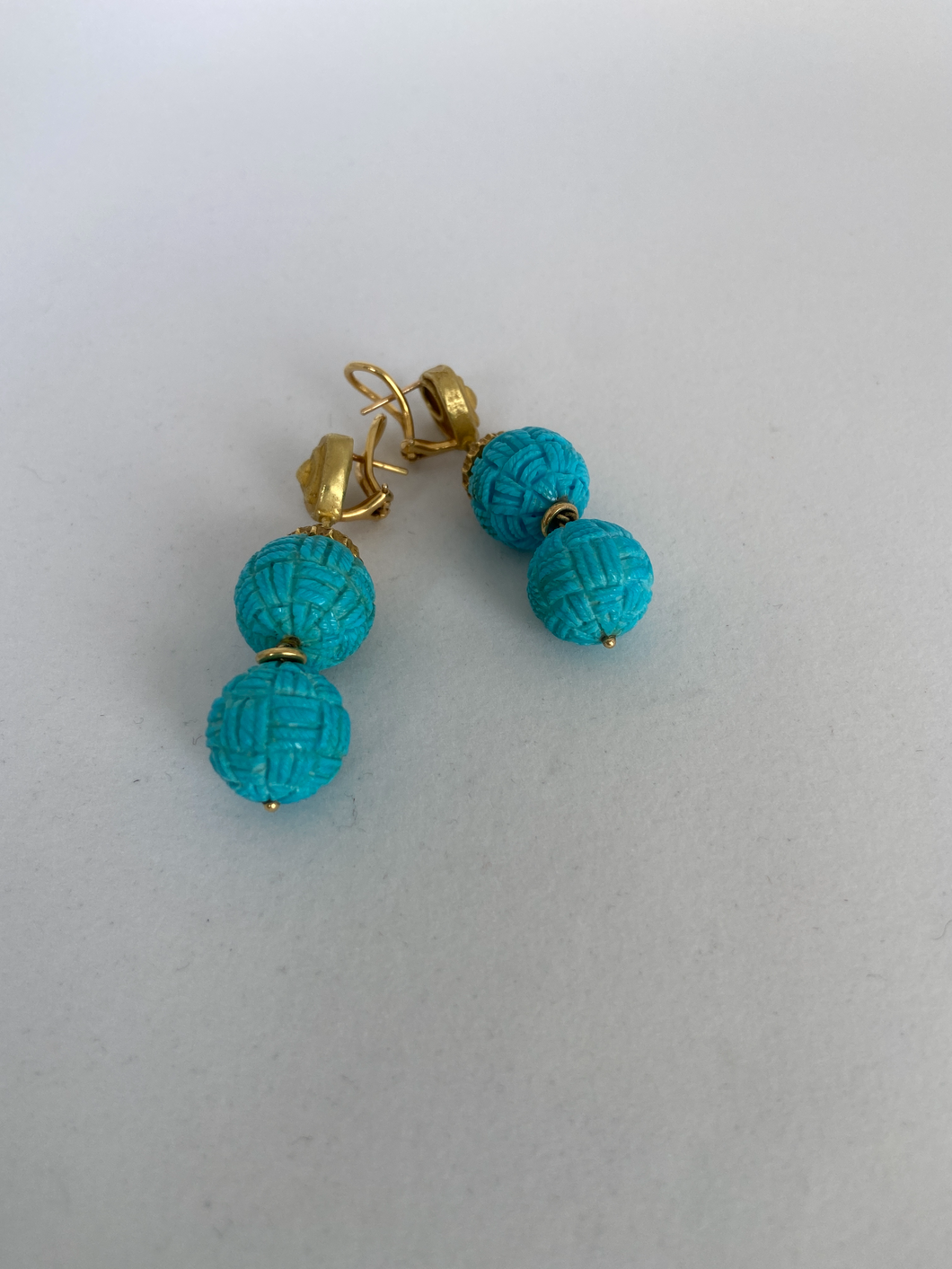 18K SLEEPING BEAUTY BLUE TURQUOISE EARRINGS